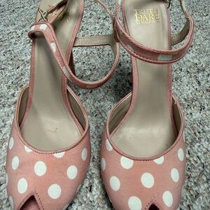 Pink Polka Dot Peep-Toe Heels